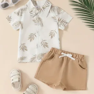 Baby boy leisure beach resort wind shirt short-sleeved shorts two-piece set