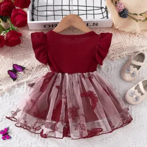 Cute Bow Layered Mesh Dress