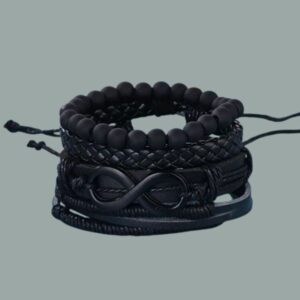 4pcs Mobius Loop Denim Faux Leather Bracelet Set