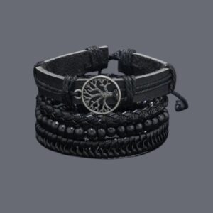 Tree Design Charm Wooden Beads Rope Bracelets